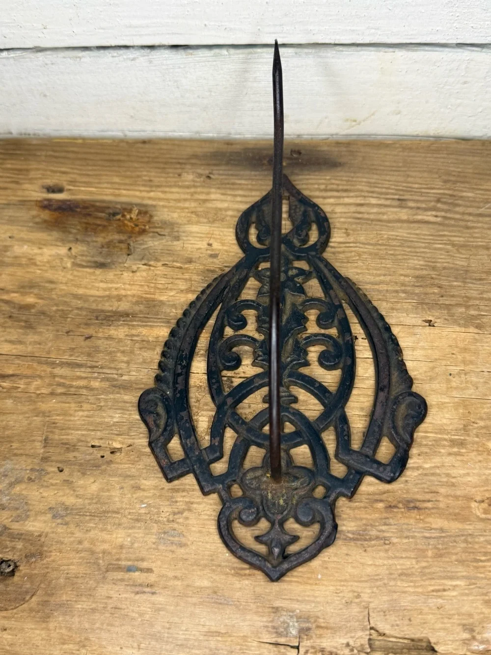 Old antique Ornate Victorian Cast Iron Wall Mount Receipt Holder Hook Hanger